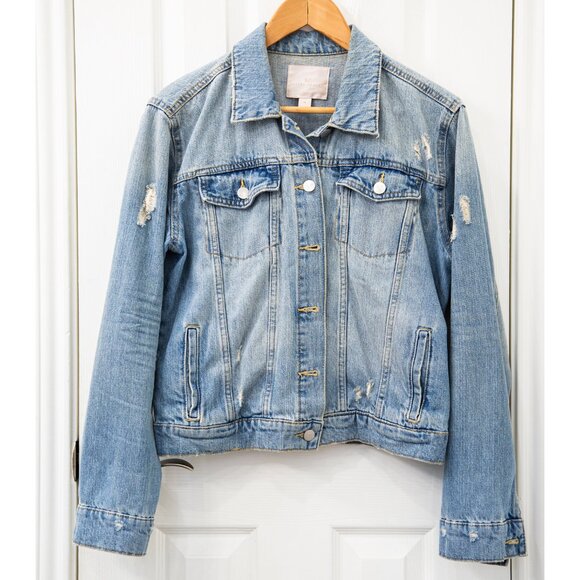 Rachel Parcell Distressed Light Denim Jacket, size M - Picture 2 of 7
